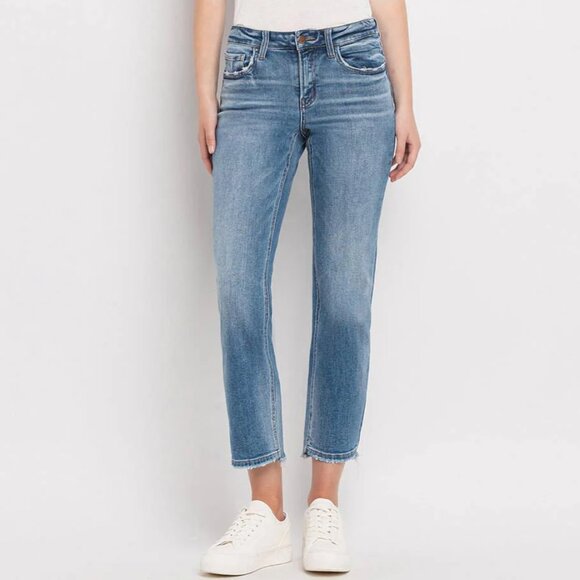 NWT Mid Rise Crop Straight Leg Jeans by Flying Monkey - Picture 1 of 9